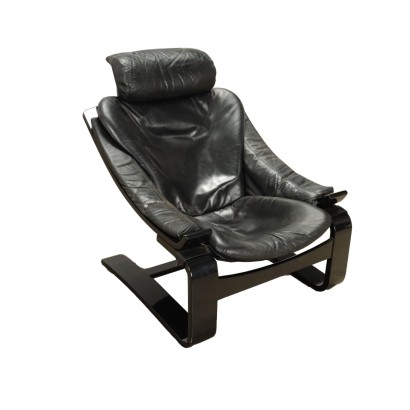 Fauteuil Nelo Kroken Cuir Suède Années 1970