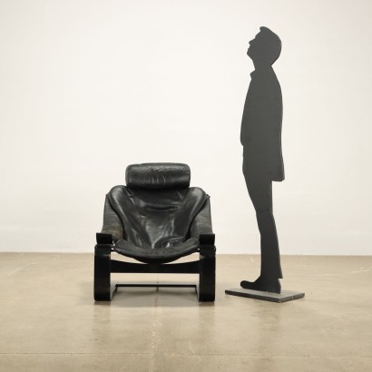 Fauteuil Nelo Kroken Cuir Suède Années 1970