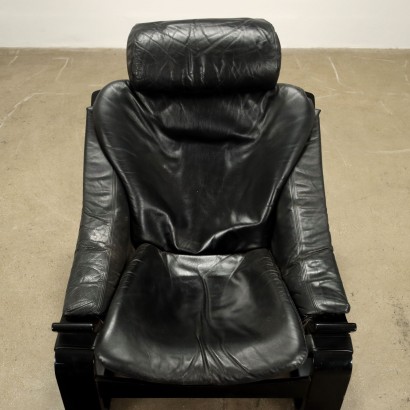 Fauteuil Nelo Kroken Cuir Suède Années 1970