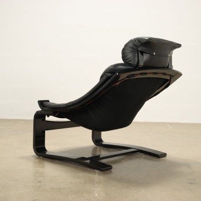 Fauteuil Nelo Kroken Cuir Suède Années 1970