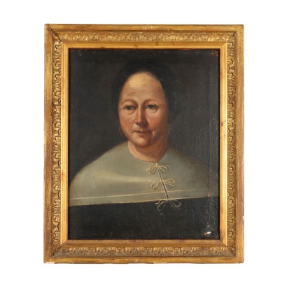 Portrait d\'une Dame Huile sur Toile Italie XIX Siècle