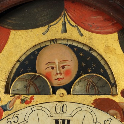 OGANOG0155959_921636 antiquariato, orologio, antiquariato orologio, orologio antico, orologio antico italiano, orologio di antiquariato, orologio neoclassico, orologio del 800, orologio a pendolo, orologio da parete,Pendola da Parete a Fasi Lunari