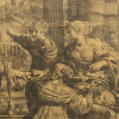 Représentation Allégorique Gravure sur Soie Italie XVII Siècle