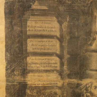Représentation Allégorique Gravure sur Soie Italie XVII Siècle