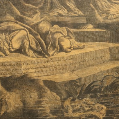 Allegorical Representation Engraving on Silk Italy XVII Century