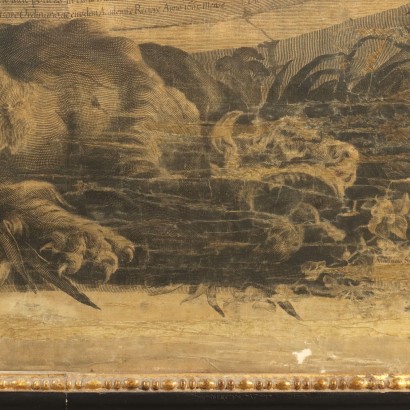 Allegorical Representation Engraving on Silk Italy XVII Century