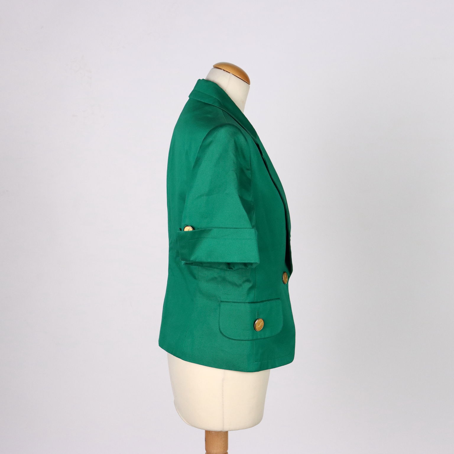Giacca Vintage Yves Saint Laurent Verde Taglia M L Cotone Anni 80