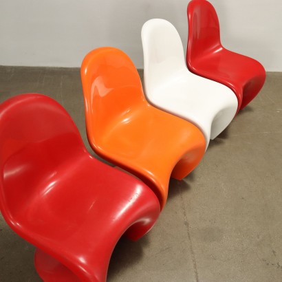 Groupe de 4 Chaises Vitra Panton Chair Plastique Suisse Années 1960