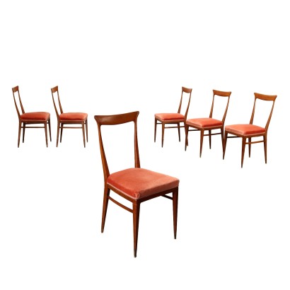 Gruppe von 6 Stühlen Buche Italien 1950er