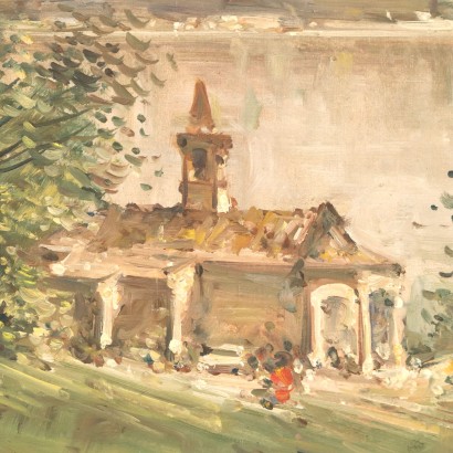 arte, arte italiana, pittura novecento italiana,Fortunato Zangli ,Lago di Como S.Martino di Bellagio,Fortunato Zangli