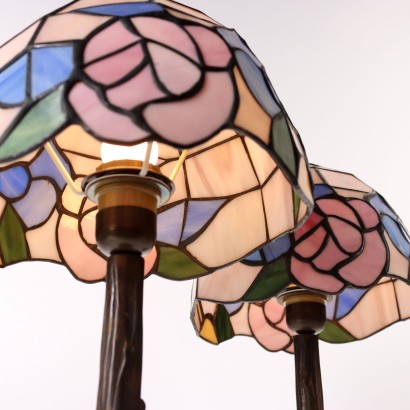 Paar Tischlampen Tiffany-Stil Glas Italien XX Jhd