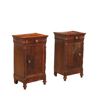 Pair of Louis Philippe Bedside Tables Walnut Italy XIX Century