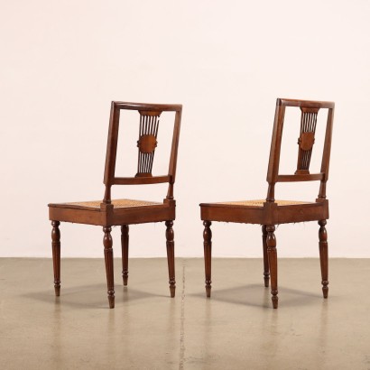 Pair of Neoclassical Chairs Walnut Italy XVIII Century