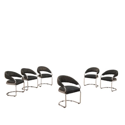 Gruppe von 6 Stühlen Stoff Italien 1960er-1970er