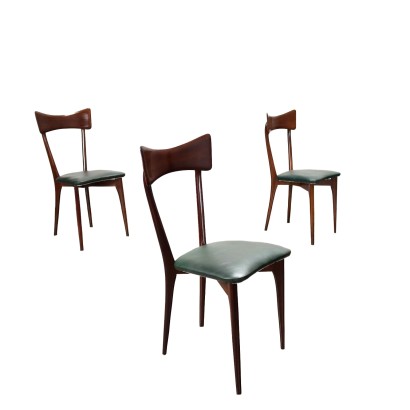 Groupe de 3 Chaises Hêtre Italie Années 1950