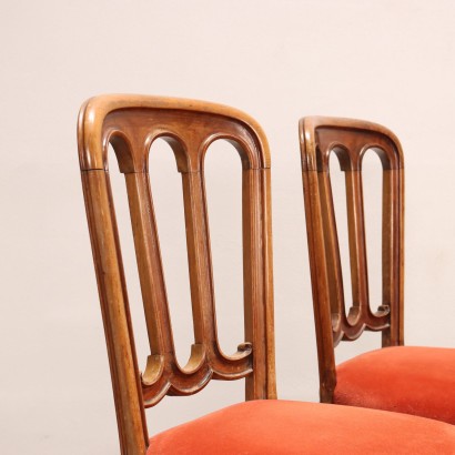 Groupe de 4 Chaises Umbertines Noyer Italie XIX Siècle