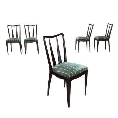 Gruppe von 5 Stühlen Buche Italien 1950er