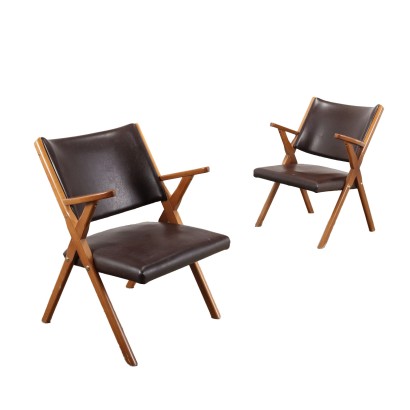 Pair of Armchairs Skai Italy 1950s-1960s