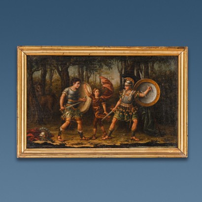 Group of 4 Paintings Orlando Furioso Oil on Canvas Italy XVIII Century