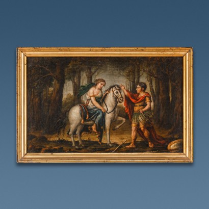 Group of 4 Paintings Orlando Furioso Oil on Canvas Italy XVIII Century
