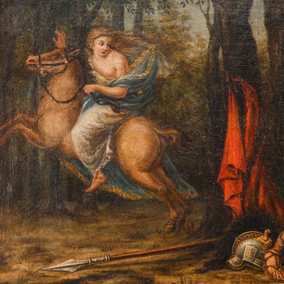 Group of 4 Paintings Orlando Furioso Oil on Canvas Italy XVIII Century
