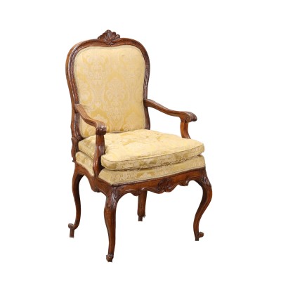 Fauteuil Baroque Noyer Italie XVIII Siècle