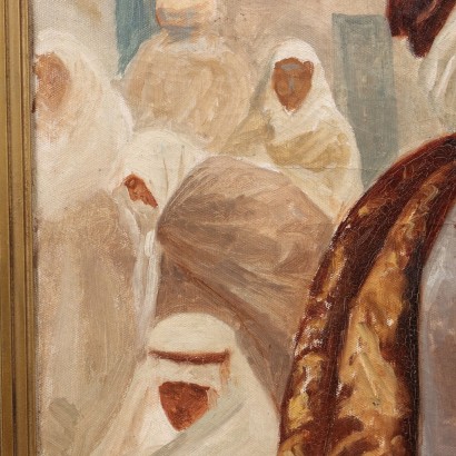 Pintura de finales del siglo XIX con tema, El vendedor de armas a Alessand