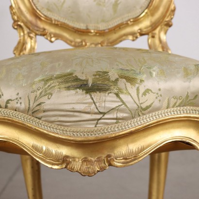 Pair of Rococo Style Chairs and Stools Wood Italy XIX-XX Century