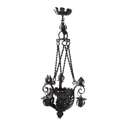 Lampadario in Ferro Battuto, Italia Inizio XX Secolo, Antiquariato, Lampadari e lumi, dimanoinmano.it Lampadario in Ferro Battuto