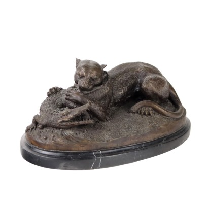 Tigre et Crocodile Bronze Europe XX Siècle