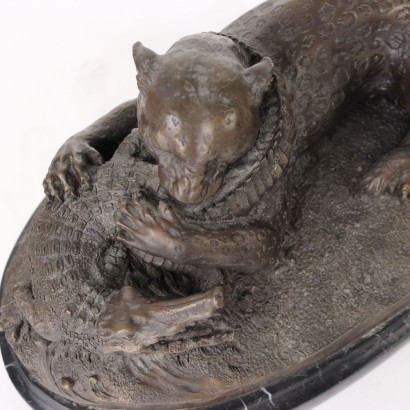 Tigre et Crocodile Bronze Europe XX Siècle