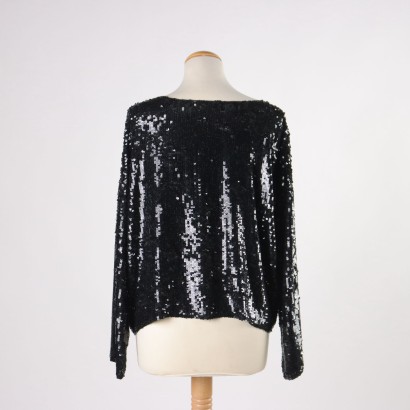 Maglia Vintage con Paillettes Nere