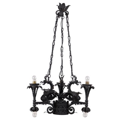 Candelabro de hierro forjado, Italia Principios del siglo XX, Antigüedades, Candelabros y lámparas, dimanoinmano. Candelabro de hierro forjado