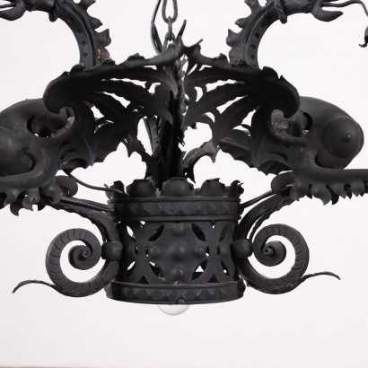 Chandelier Neo-Gothic Wrought Iron Italy XX Century