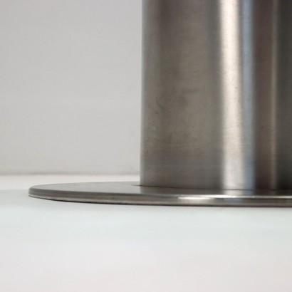Mesa de metal con tapa de cristal, mesa de los años 70