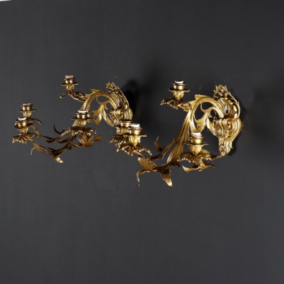 Paire d'Appliques Style Rococo Bronze Italie XX Siècle