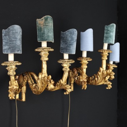 Paire d'Appliques Style Éclectique Bois Italie XX Siècle