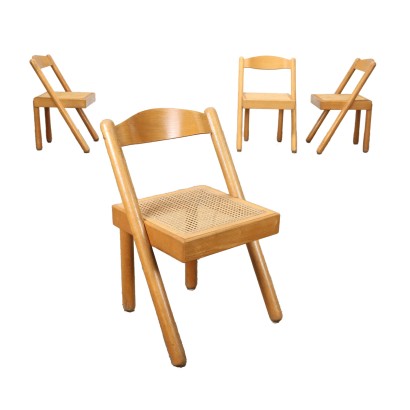 Groupe de 4 Chaises Stilwodd Iva Frêne Italie Années 1970