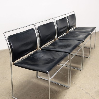 Group of 4 Chairs Simon Gavina Tulu Leather Italy 1960s-1970s