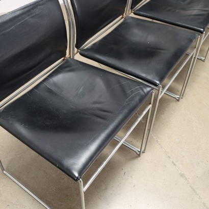 Group of 4 Chairs Simon Gavina Tulu Leather Italy 1960s-1970s