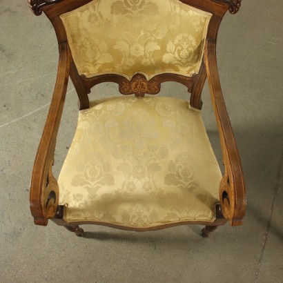 Paire de Fauteuils Charles X Noyer Italie XIX Siècle