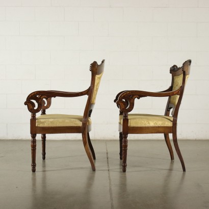 Pair of Armchairs Charles X Walnut Italy XIX Century