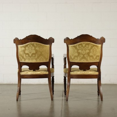 Pair of Armchairs Charles X Walnut Italy XIX Century