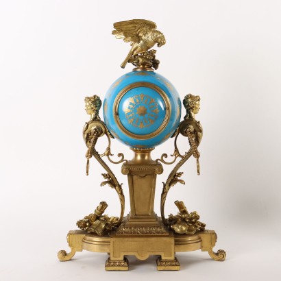 Trittico Orologio in Bronzo Dorato e P