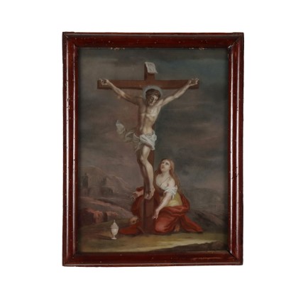 Sujet Sacré Peinture sous Verre Italie XVIIIe Siècle