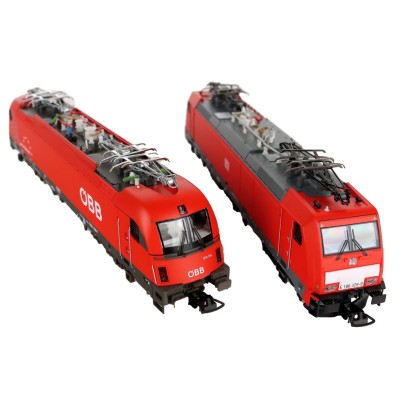 Deux Locomotives Piko Rh1216 et Br186 Métal Allemagne XXe Siècle