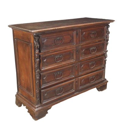 Chest of Drawers Baroque Walnut Italy XVIII Century