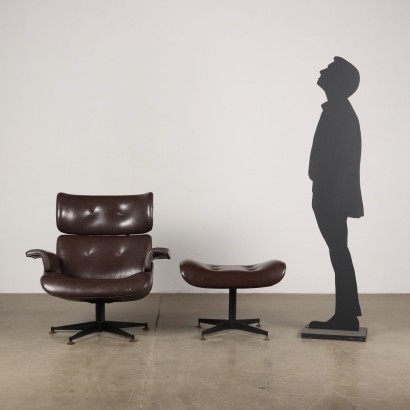 Fauteuil Cuir Synthétique Italie Années 1950-1960