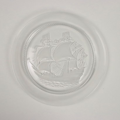 Groupe de 5 Assiettes Crystal Lalique France XXe Siècle