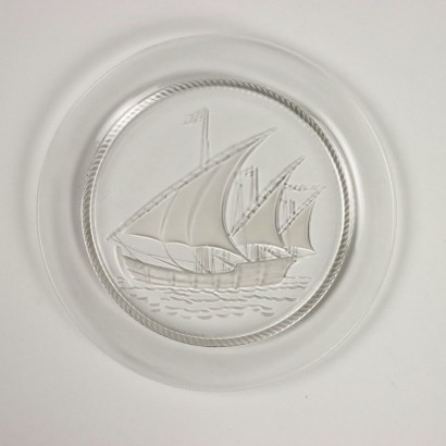 Groupe de 5 Assiettes Crystal Lalique France XXe Siècle